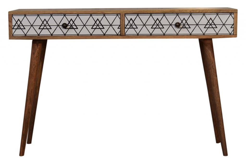 Artisan Triangle Printed Console Table Long