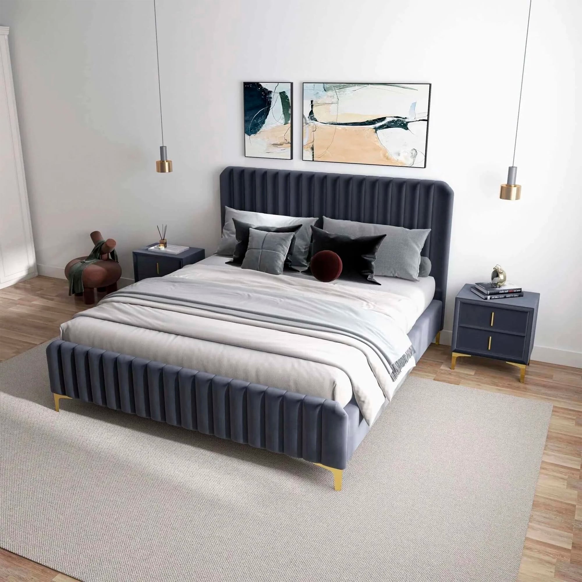 upholstered bed gray bethany