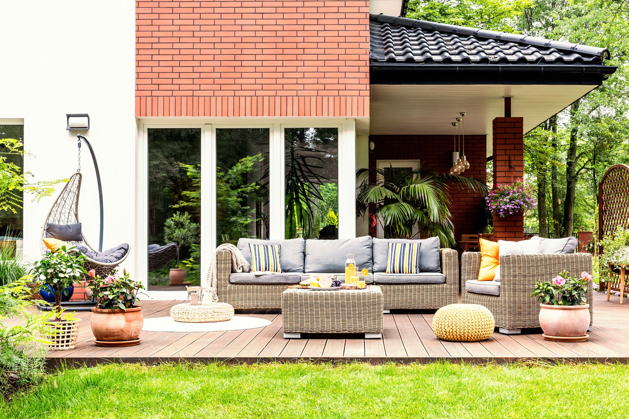 Beautiful Terrace With Garden Furniture and Plants