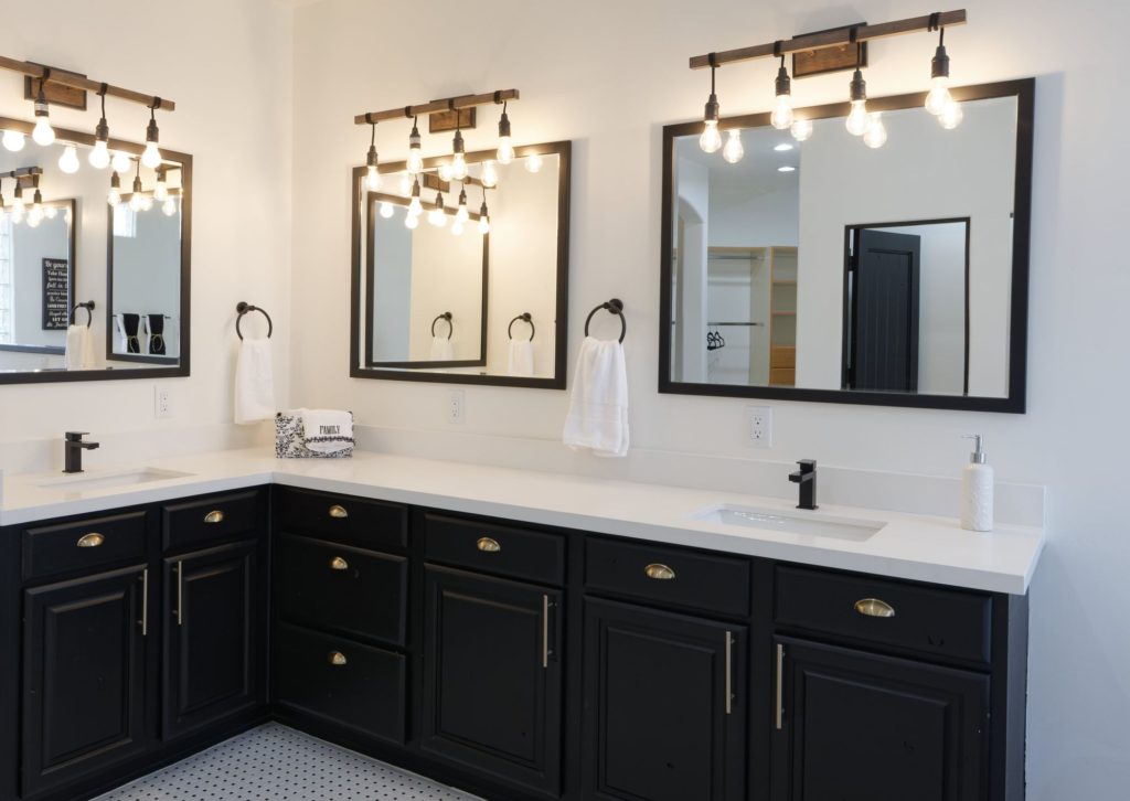Black White Bathroom Mirrors Light