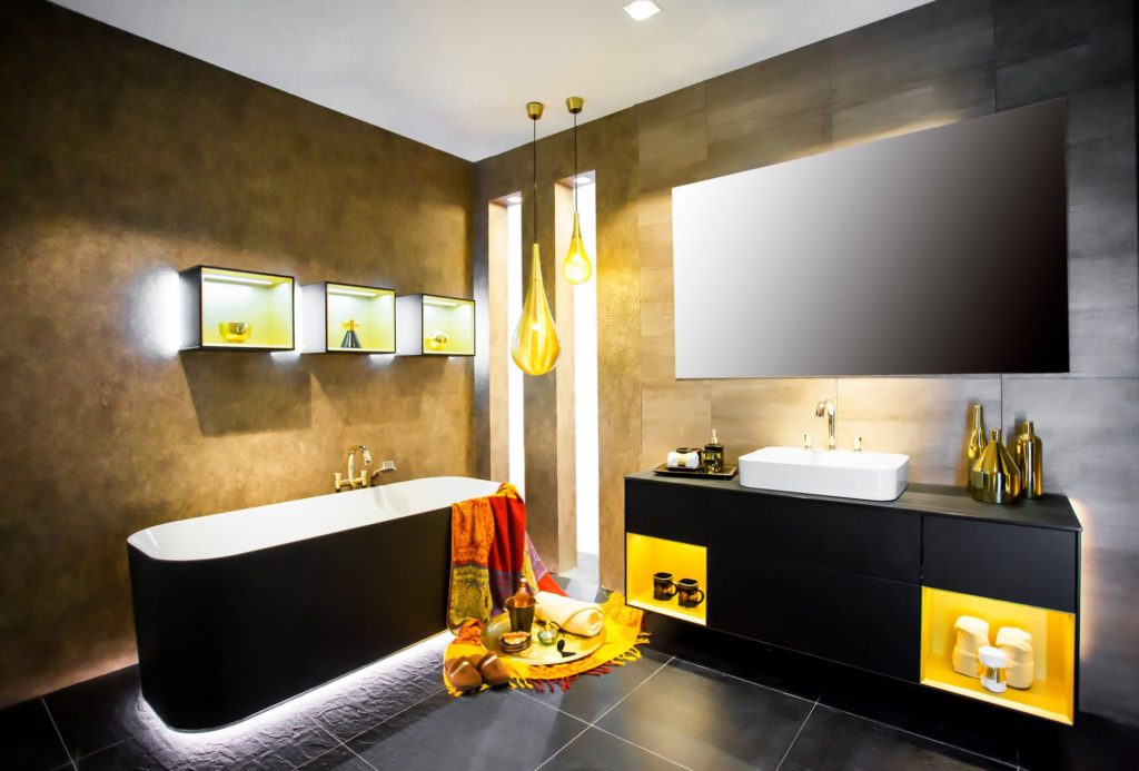 Black Yellow Bathroom Light Design