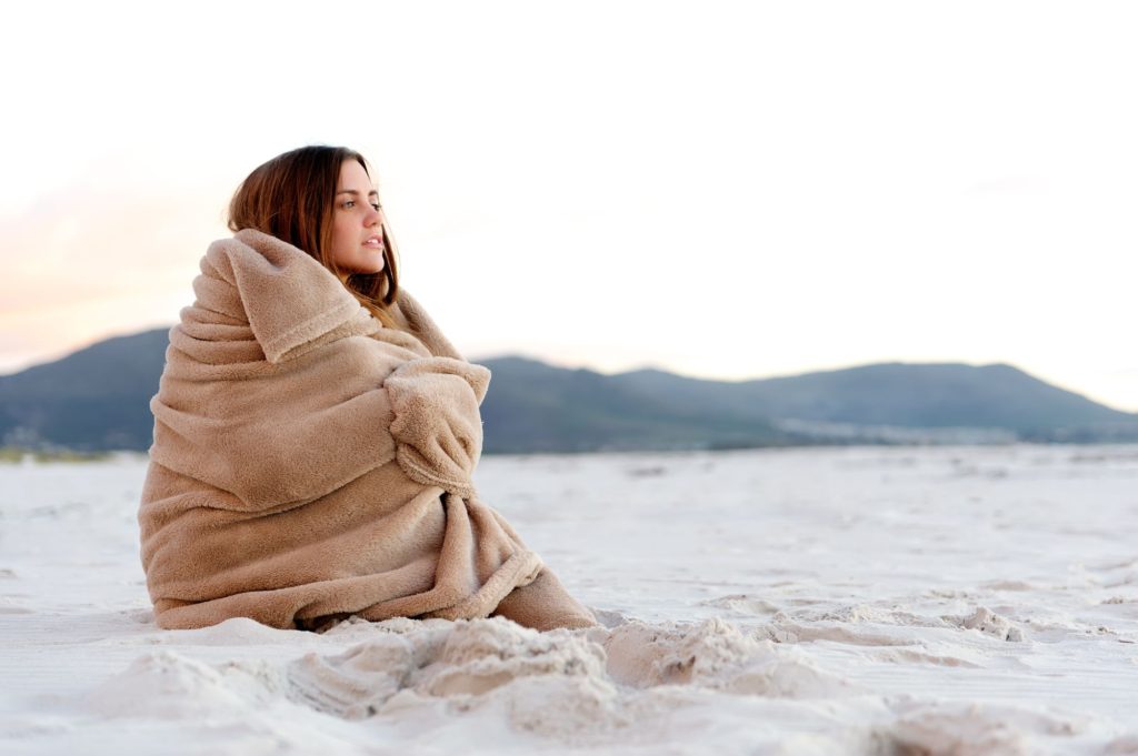 Blanket For Outdoor Relaxing Beautiful Girl