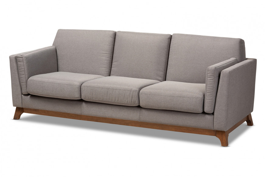 Baxton Sava Mid-Century Modern 3-Seater Sofa