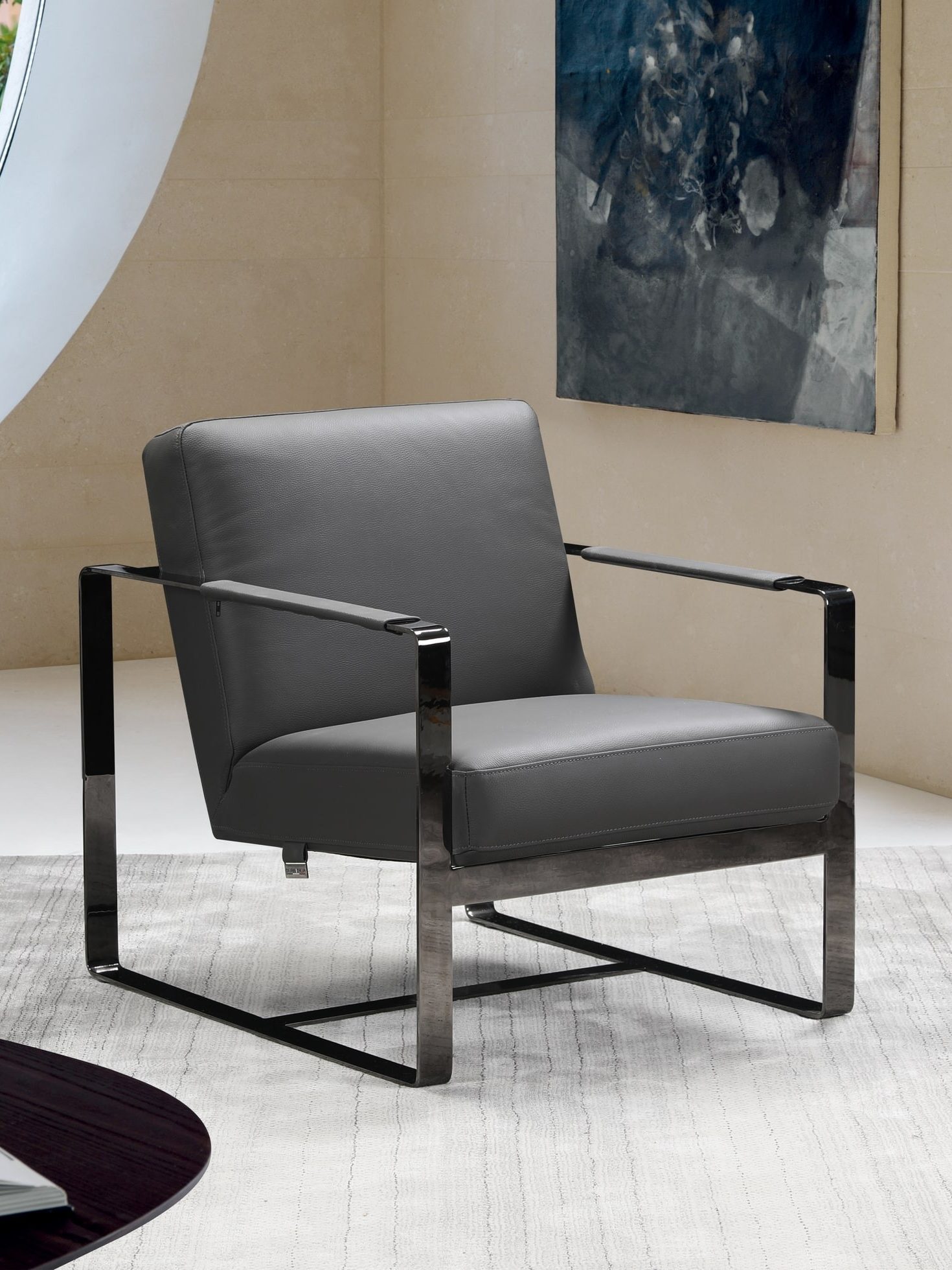 GUF™ C67 - Dark Gray Leather Accent Chair
