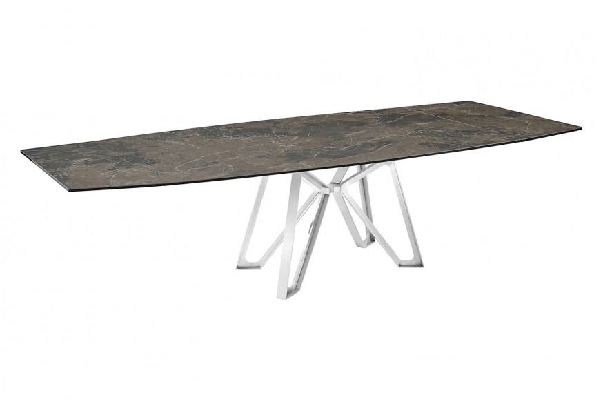 Casabianca Dcota Extendable Dining Table - Brown Marbled/Brushed Steel