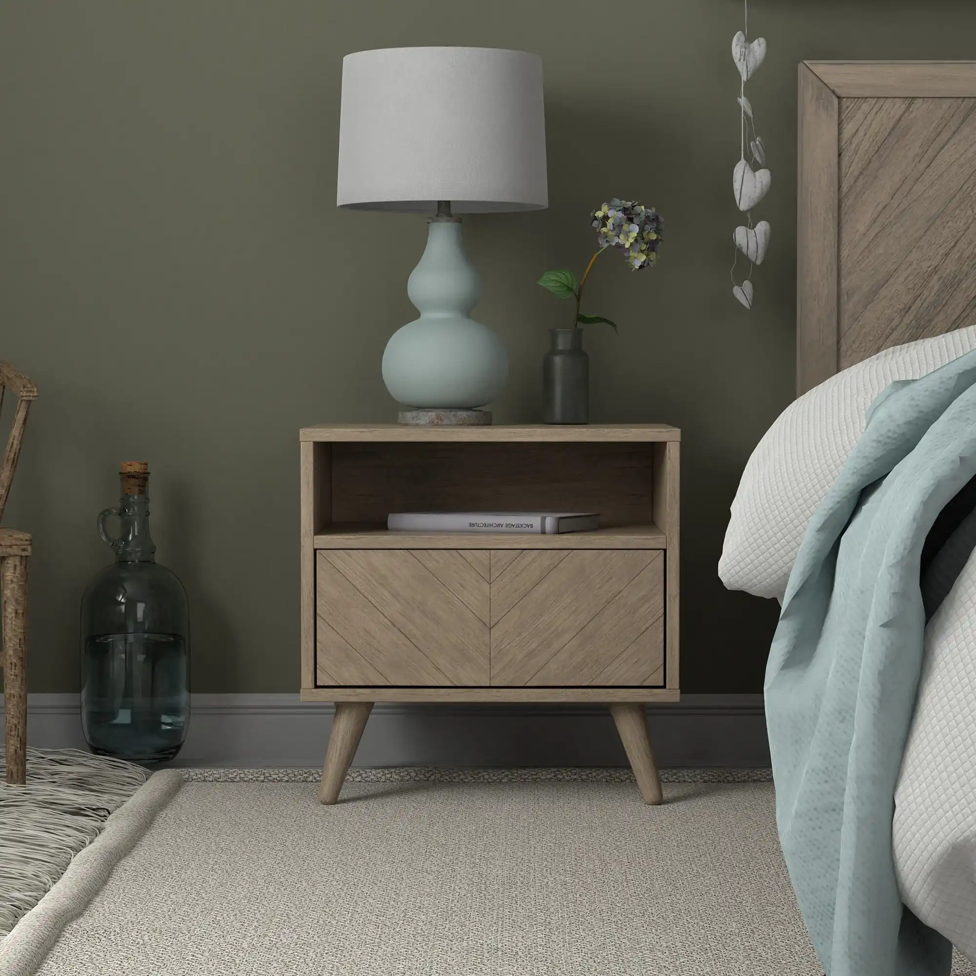 the bedside table will help you keep important things in order