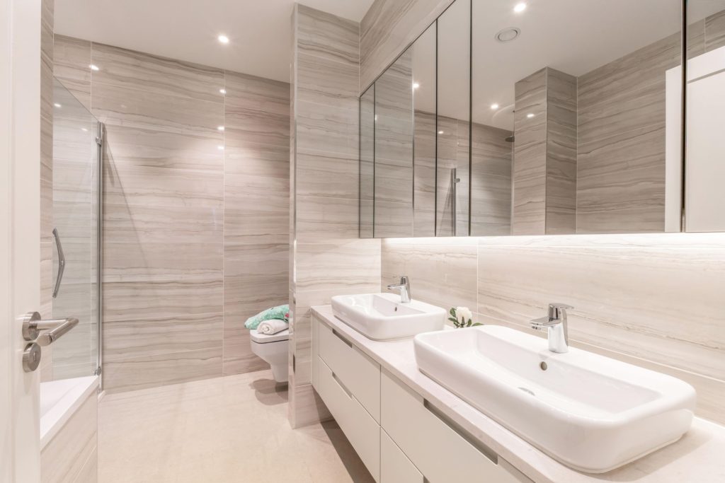 Classic Bathroom Grey White Sink Mirror