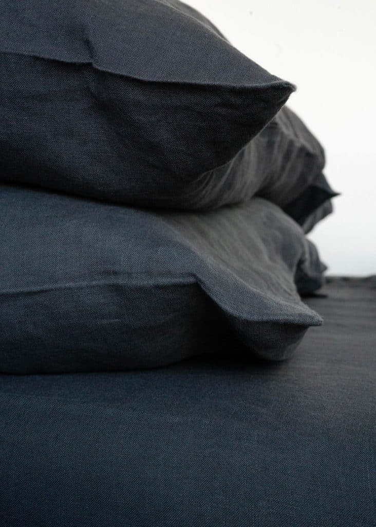 Clementine Threads 100% Linen Duvet Set Graphite01 Pillow Cases