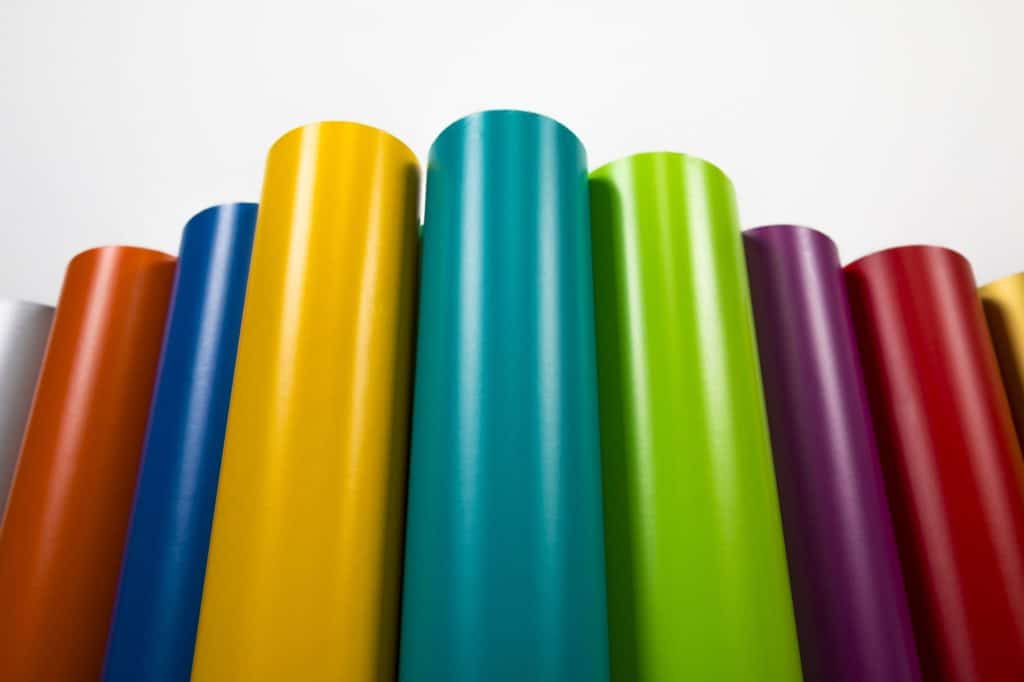 Colorful Vinyl Rolls Blue Green Yellow etc.