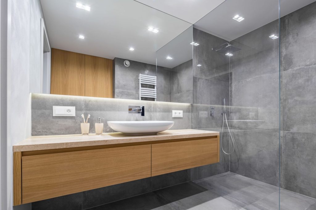 Cool Design Of Bathroom Light Grey