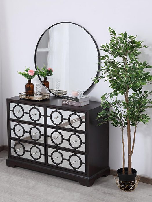Elegant™ MF81017DT 48" Mirrored Six Drawer Cabinet - Dark Brown