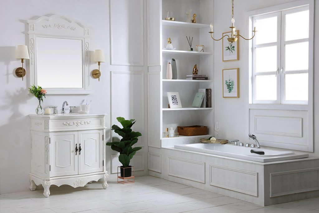 Elegant™ Danville VF10132AW Vanity Sink Set - Antique White, L 32"