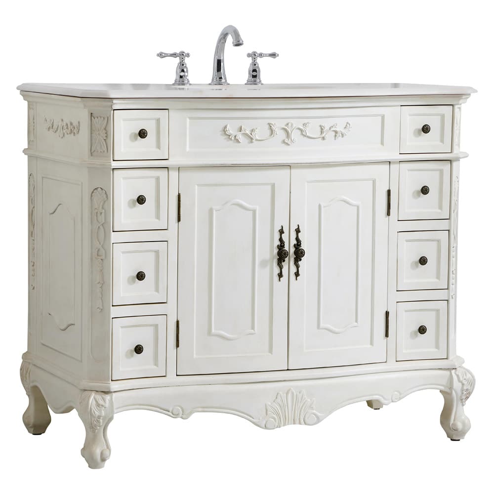 Elegant™ Danville VF10142AW Wide Vanity Set - Antique White, L 42"
