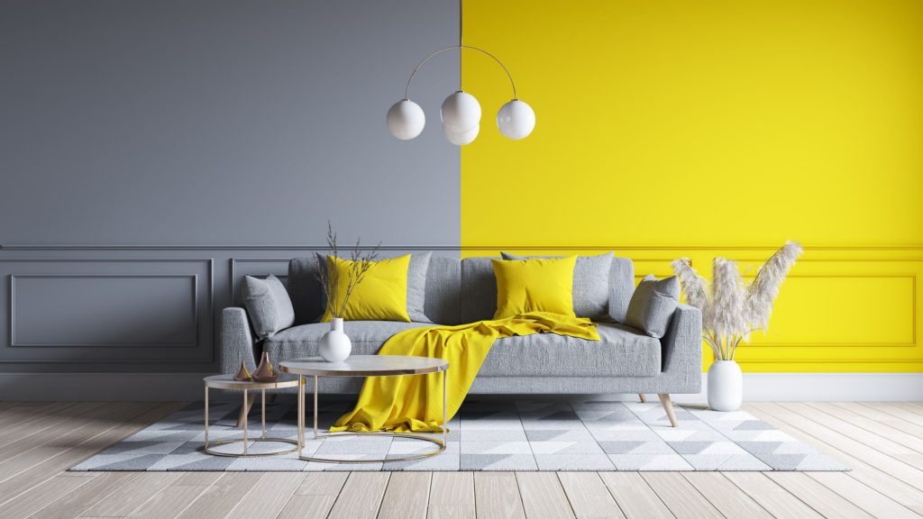Grey Yellow Colour Sofa Table