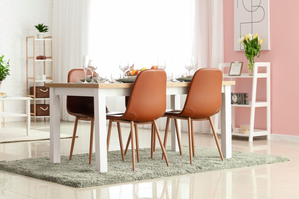 Guide For Choosing A Dining Room Carpet Woold Orange Chairs