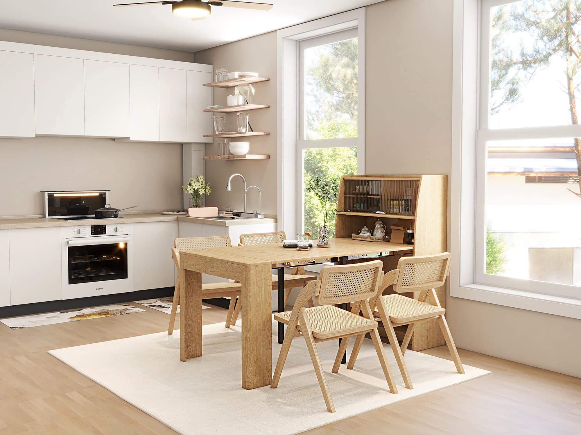 extendable table natural color