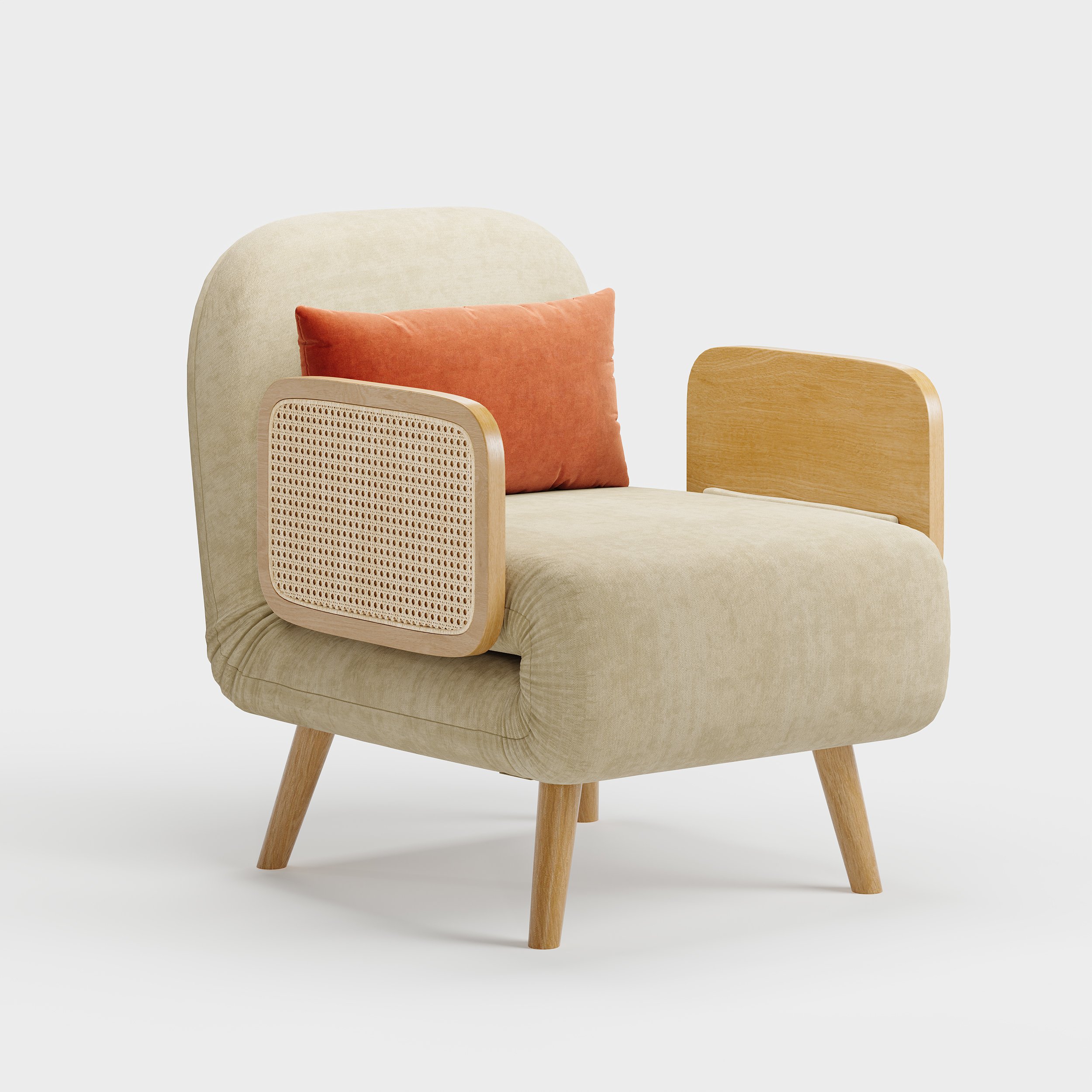 twin linen and rattan sleeper