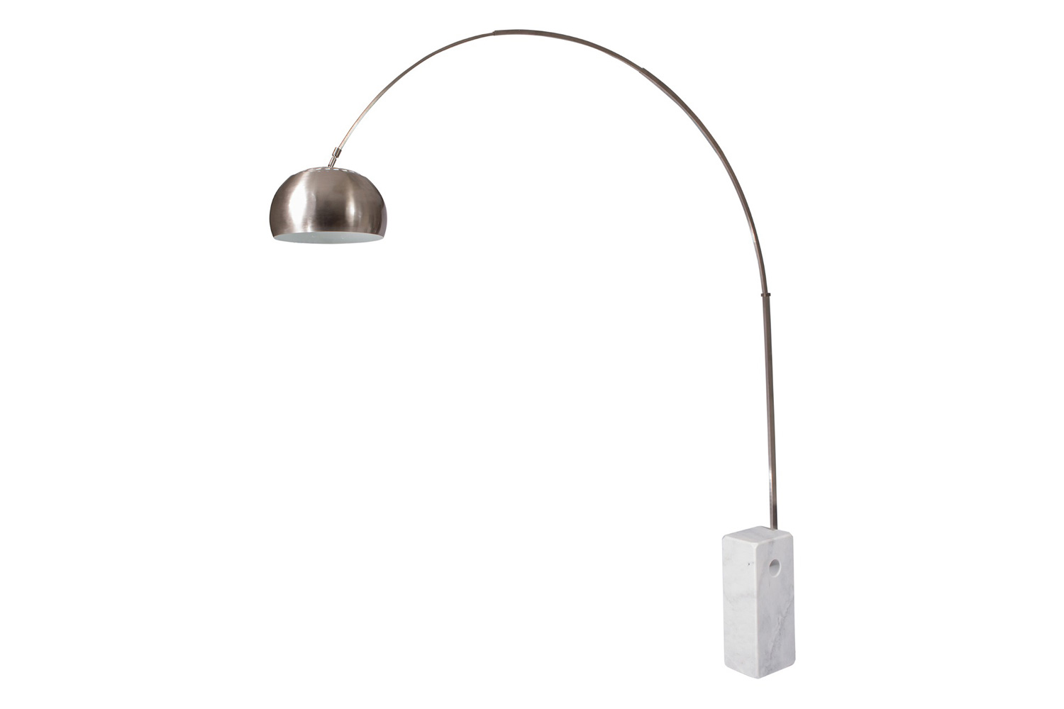 LeisureMod™ Arco Modern Floor Lamp with Marble Cube Base - White
