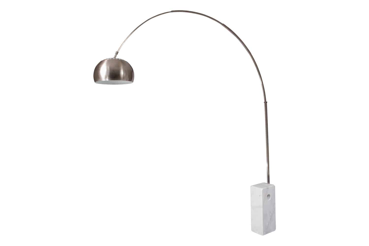 LeisureMod™ Arco Modern Floor Lamp with Marble Cube Base - White