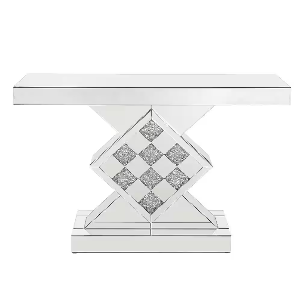 ACME™ - Noralie Console Table in Mirrored and Faux Diamonds 90622