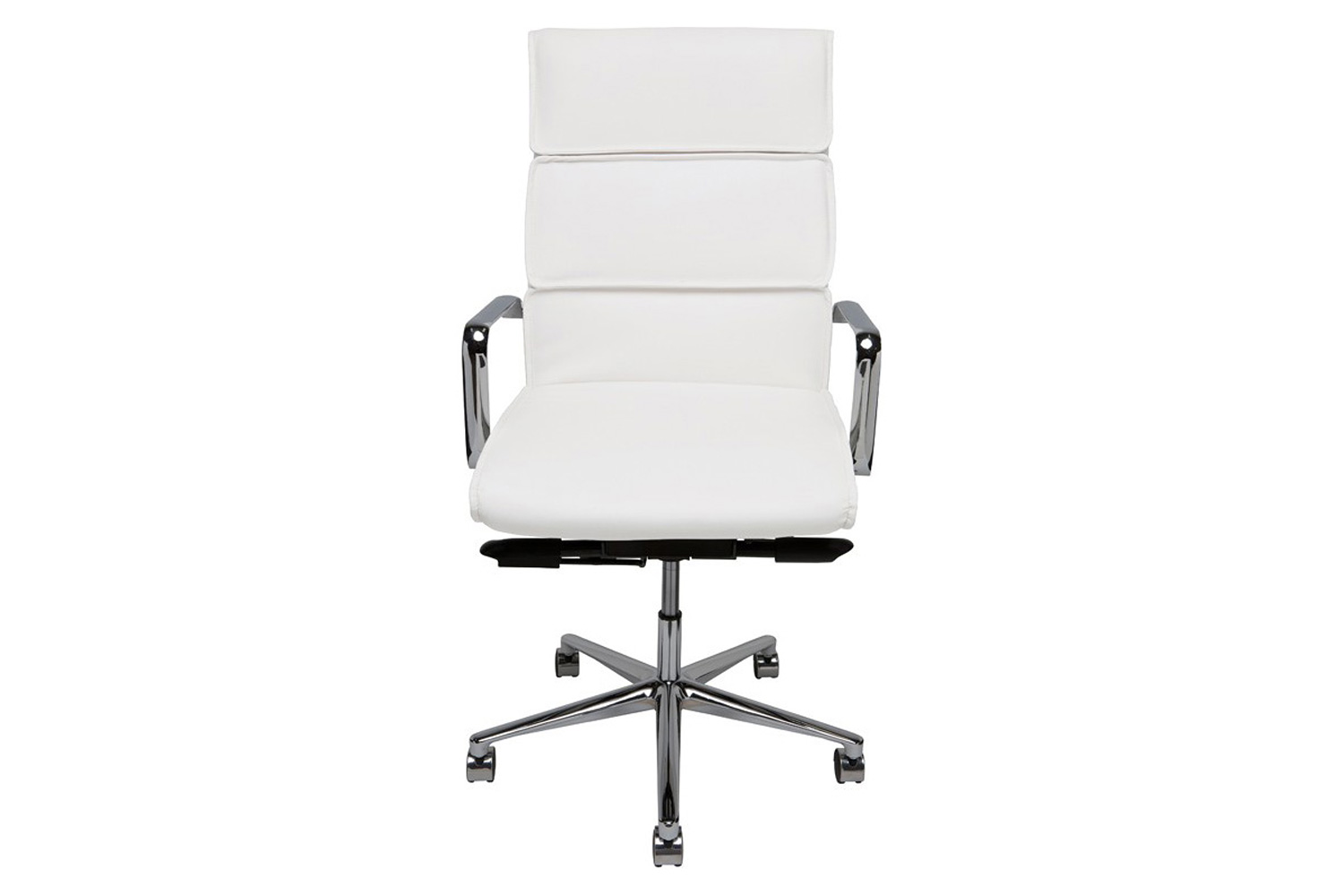 A stylish and comfortable white chair for a home office - Nuevo Lucia Office Chair White Naugahyde Seat
