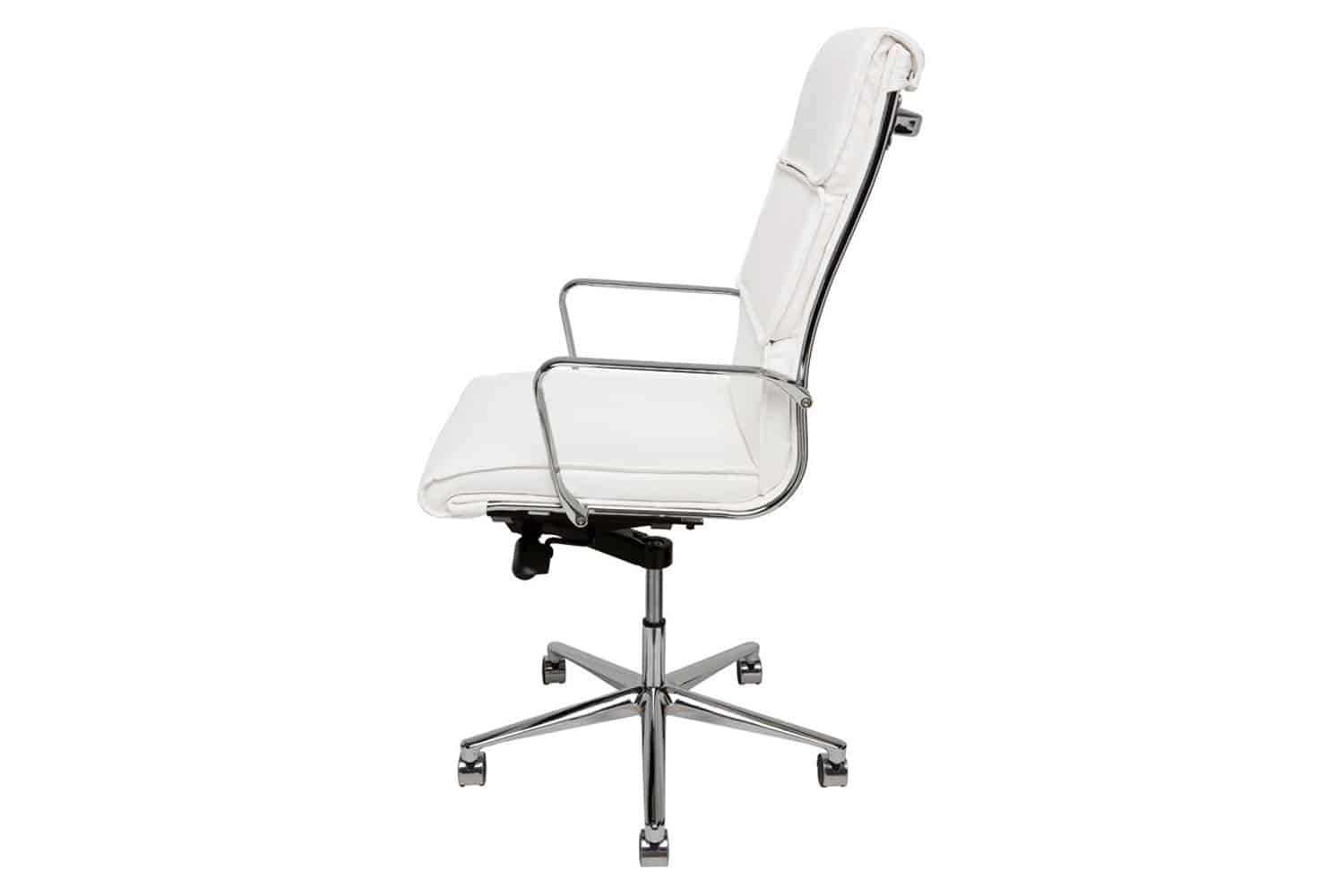 Nuevo™ Lucia Office Chair - White Naugahyde Seat, L23'' x W26,8'' x H43,5-46,5''