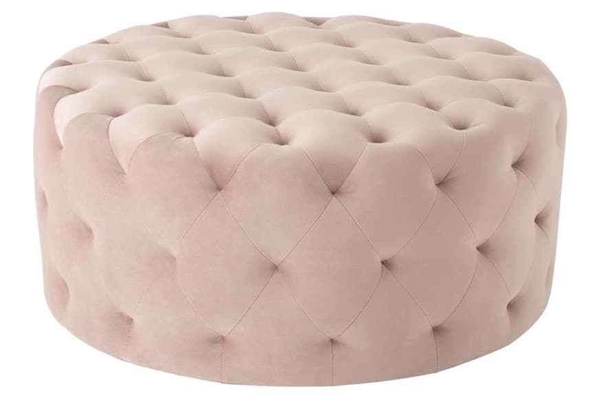 Nuevo™ Tufty Ottoman - Blush Velour Seat, L38'' x W38'' x H17''