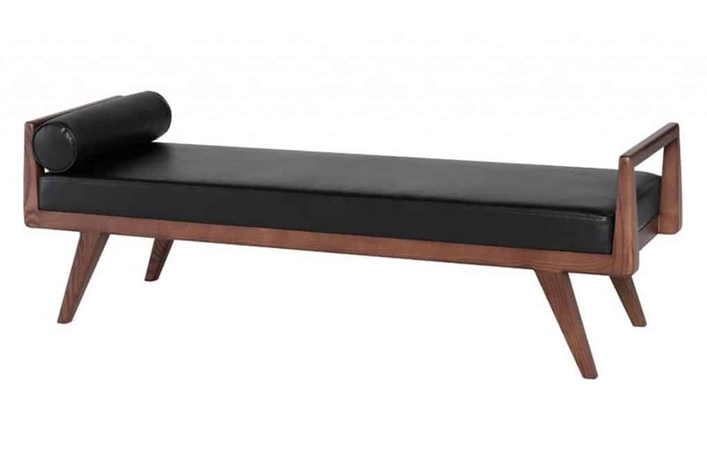 Nuevo Ava Bench Black Naugahyde Seat