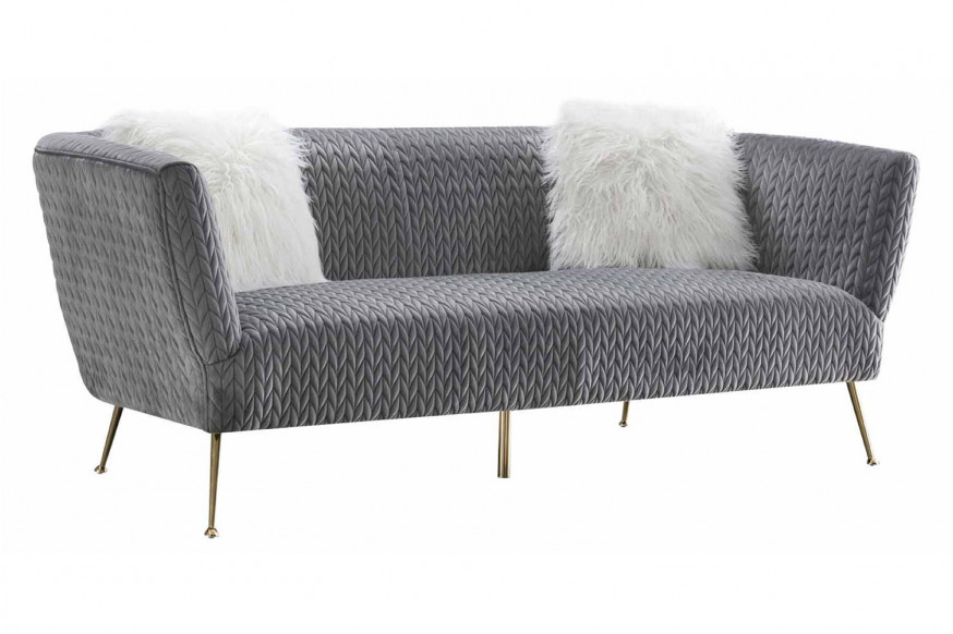 Pasargad Noho Collection Lafayette Grey Velvet Sofa