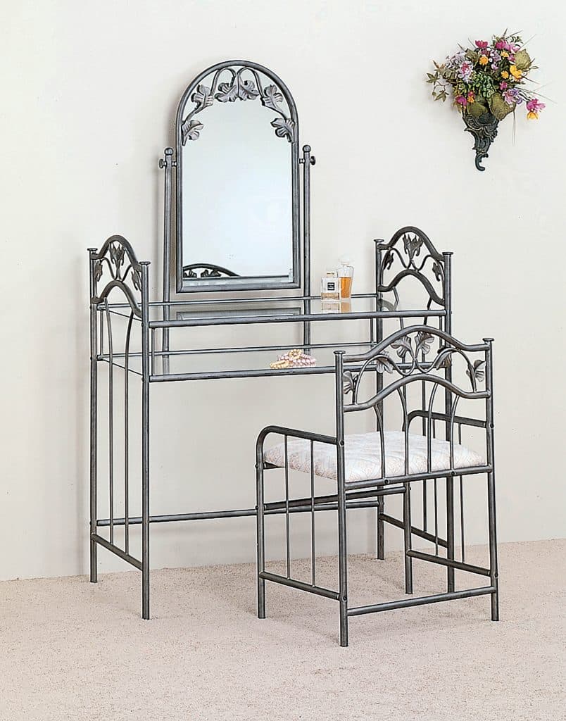 Coaster 2-Piece Metal Vanity Set With Glass Top