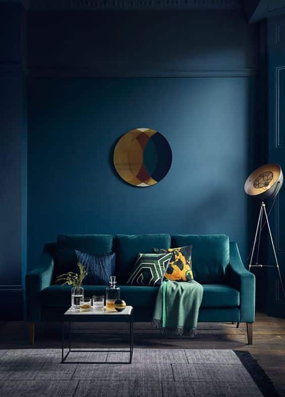 Retro Living Room Design Blue