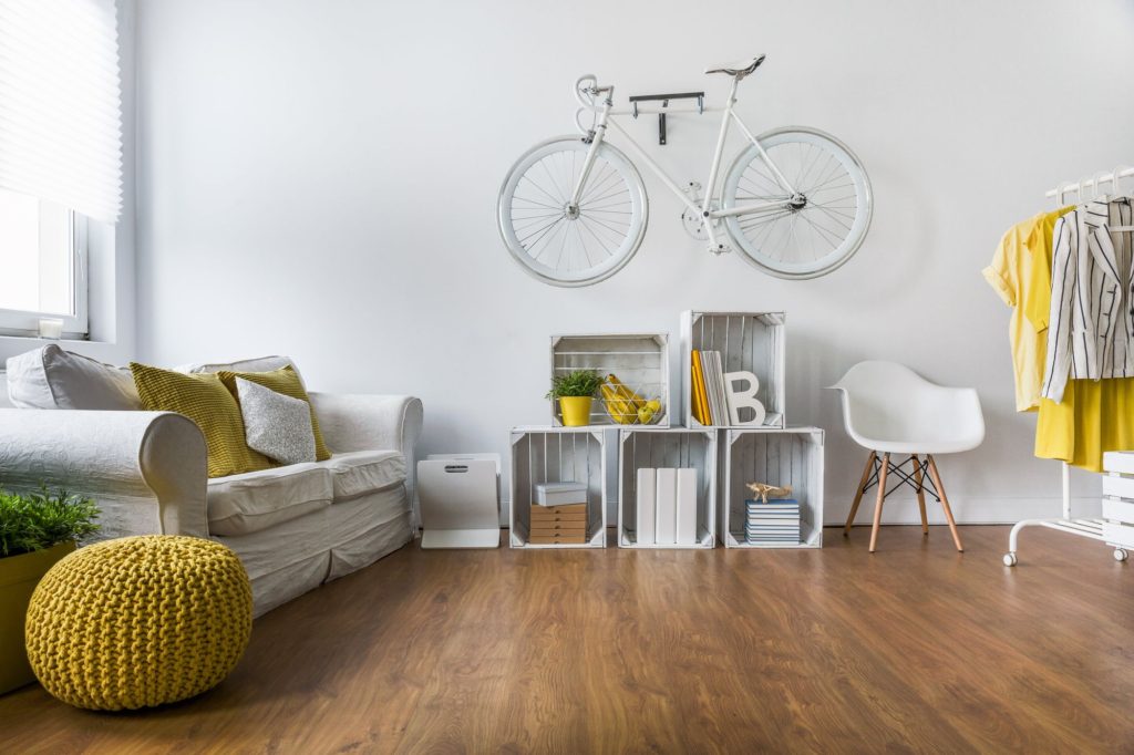 Sofa Wooden Parquet Room Bike
