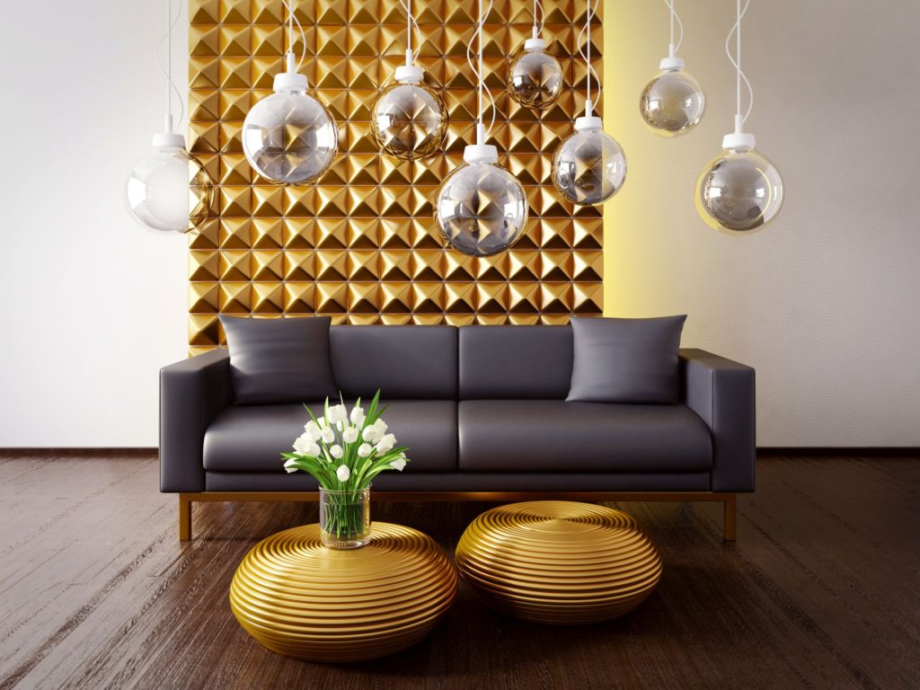 Traditional And Modern Glamour Interiors Gold Sofa