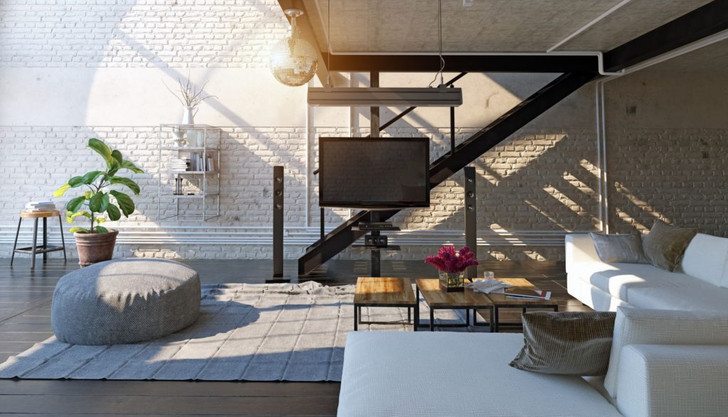 Traditional Modern Loft Interiors TV Sun Sofa