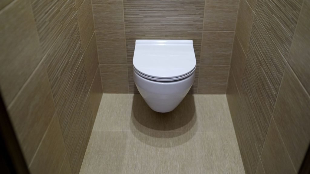 White Toilet Beige Tiles