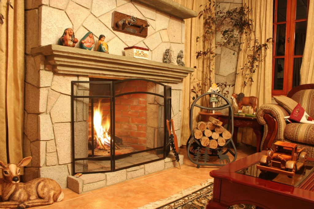 Wood Burning Fireplace Screen Room