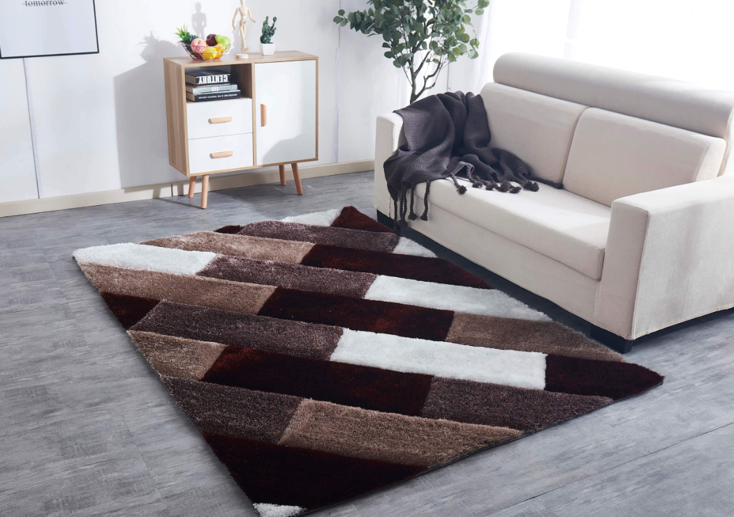 Make your room more modern and pleasant with Furnings 3D Parquette Shaggy Area Rug
