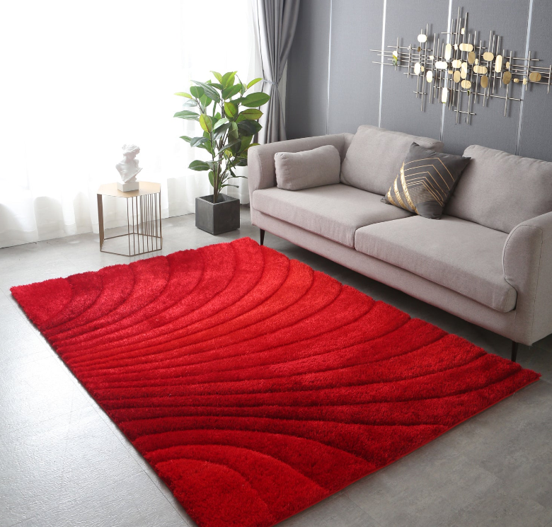 Add elegance and mystery to your room design with Furnings Ava 3D Red Shag Rug
