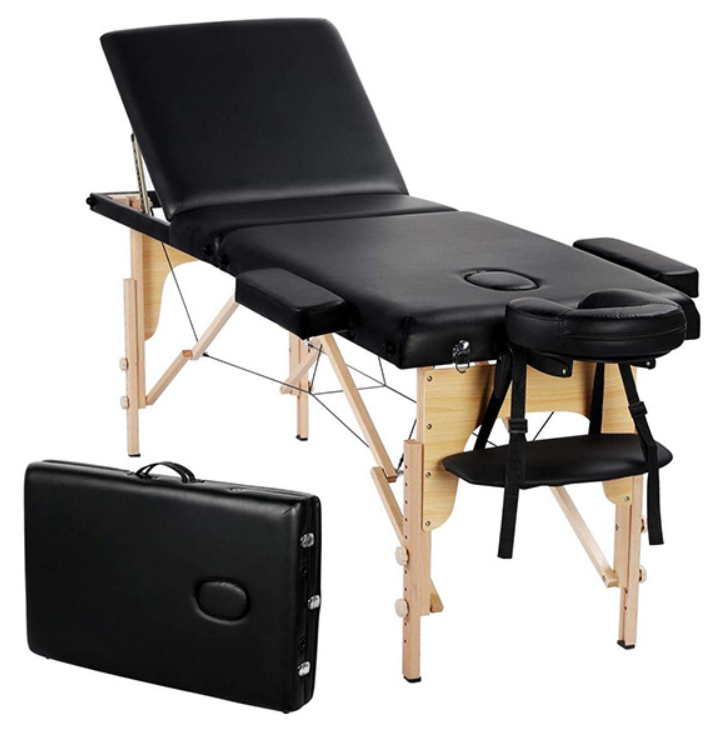 FaFurn™ - Black Adjustable Portable Massage/Tattoo Folding Elevated Table