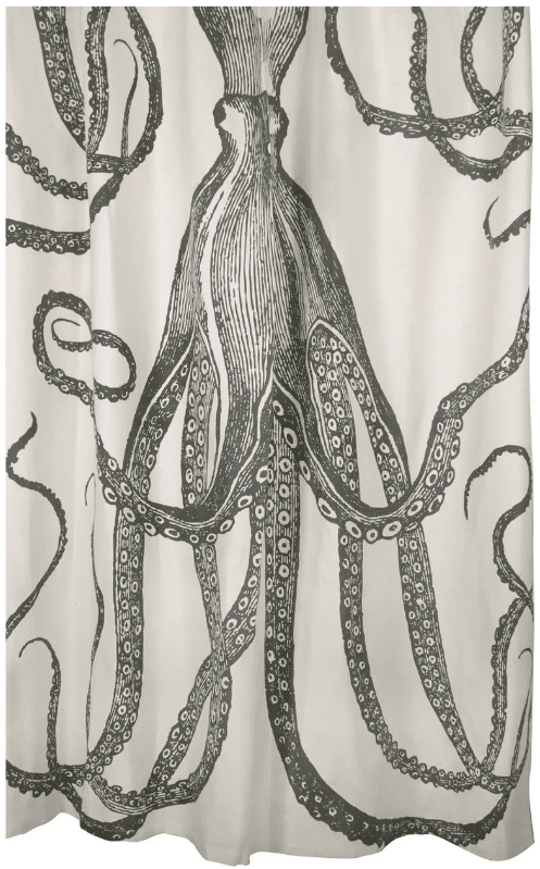 FaFurn™ - Black and White Octopus Shower Curtain 100% Cotton 72 X 72-Inch