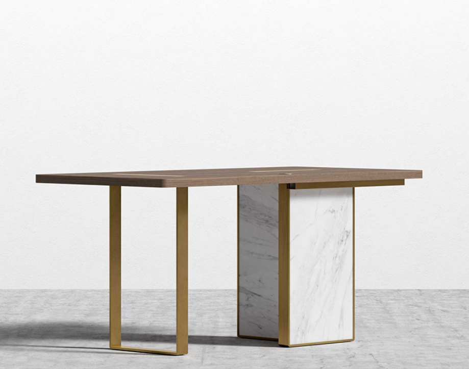 Rove™ Augustus Desk - White Marble, Walnut Veneer, 63" x 31.5"