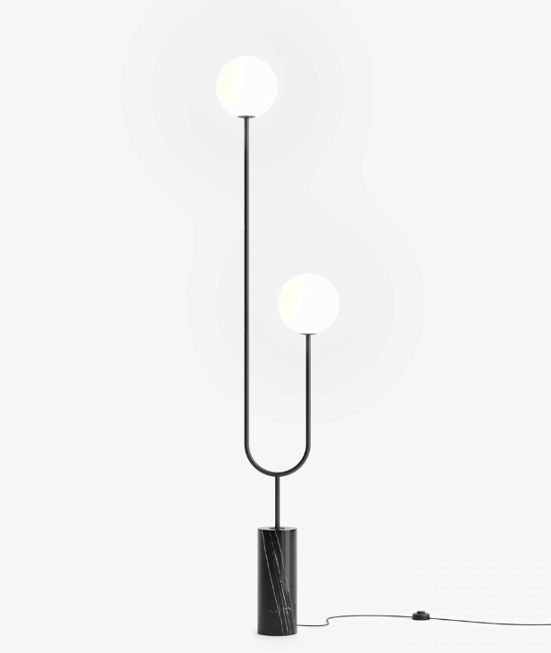 Rove™ Uma Floor Lamp - Matte Black with Black Marble