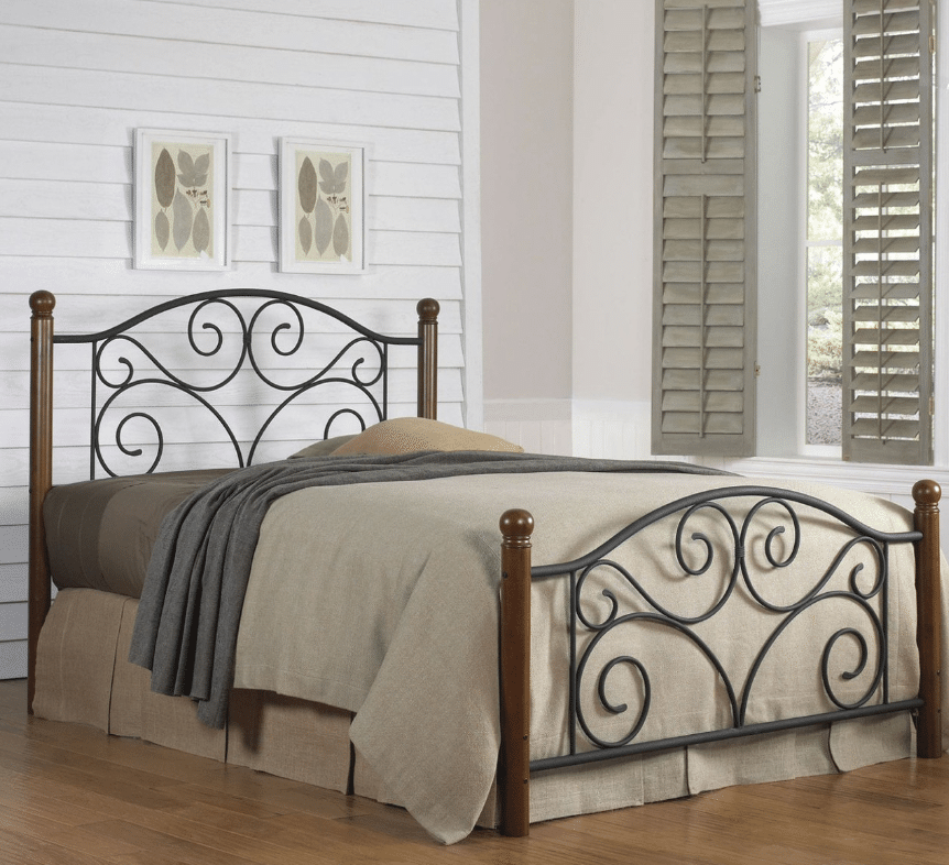 Doral Metal and Wood Bed with Headboard and Footboard - a great choice for a great night's sleep