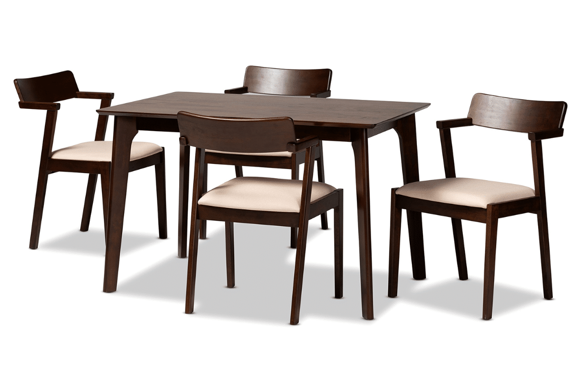 Baxton™ - Berenice Mid-Century Modern 5-Piece Dining Set