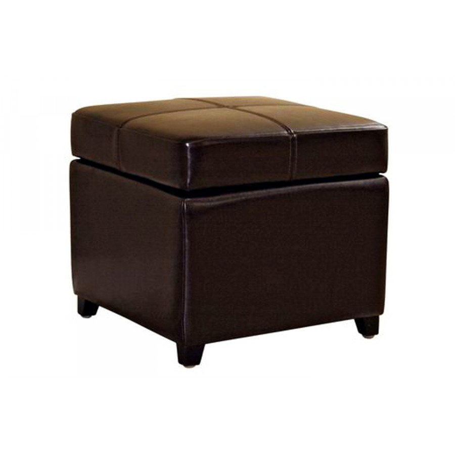 Baxton - Full Leather Storage Cube Ottoman