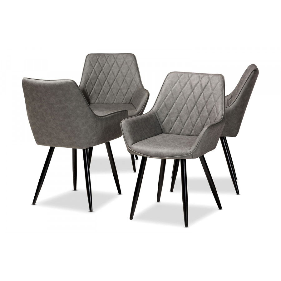 Baxton - Astrid Mid-Century Contemporary 4-Piece Dining Chair Set