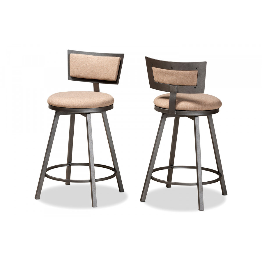 Baxton - Danson Modern 2-Piece Swivel Pub Chair Set
