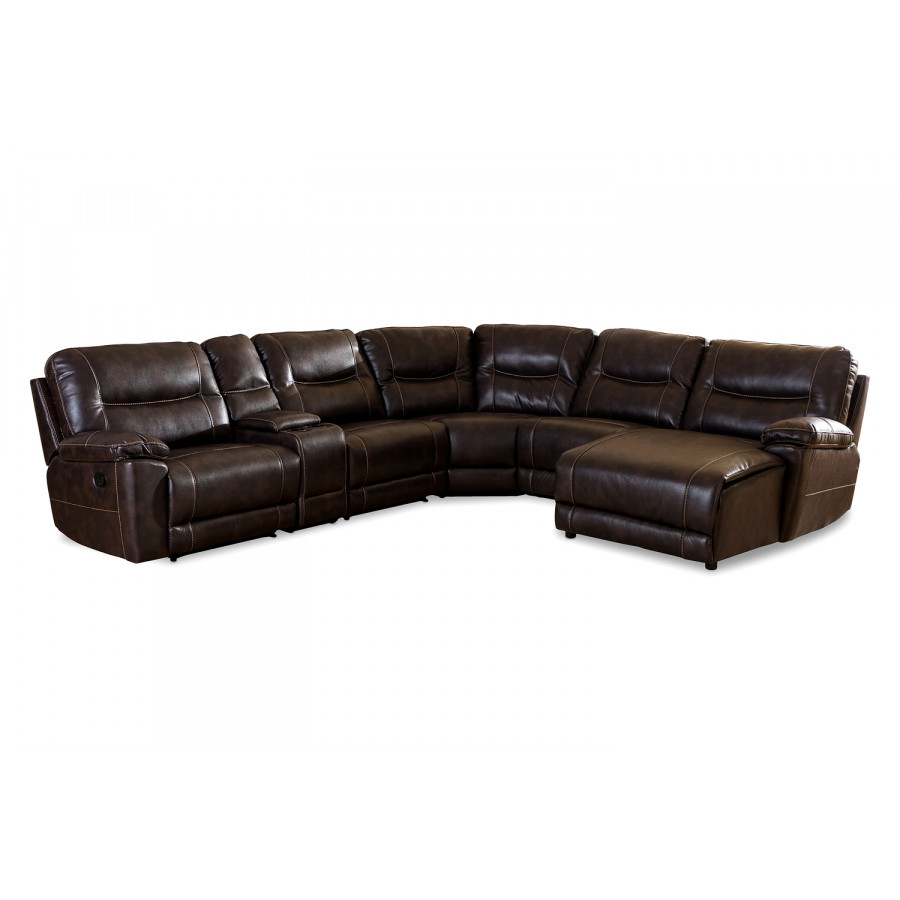 Baxton - Mistral Modern 6-Piece Sectional with Recliners Corner Lounge Suite
