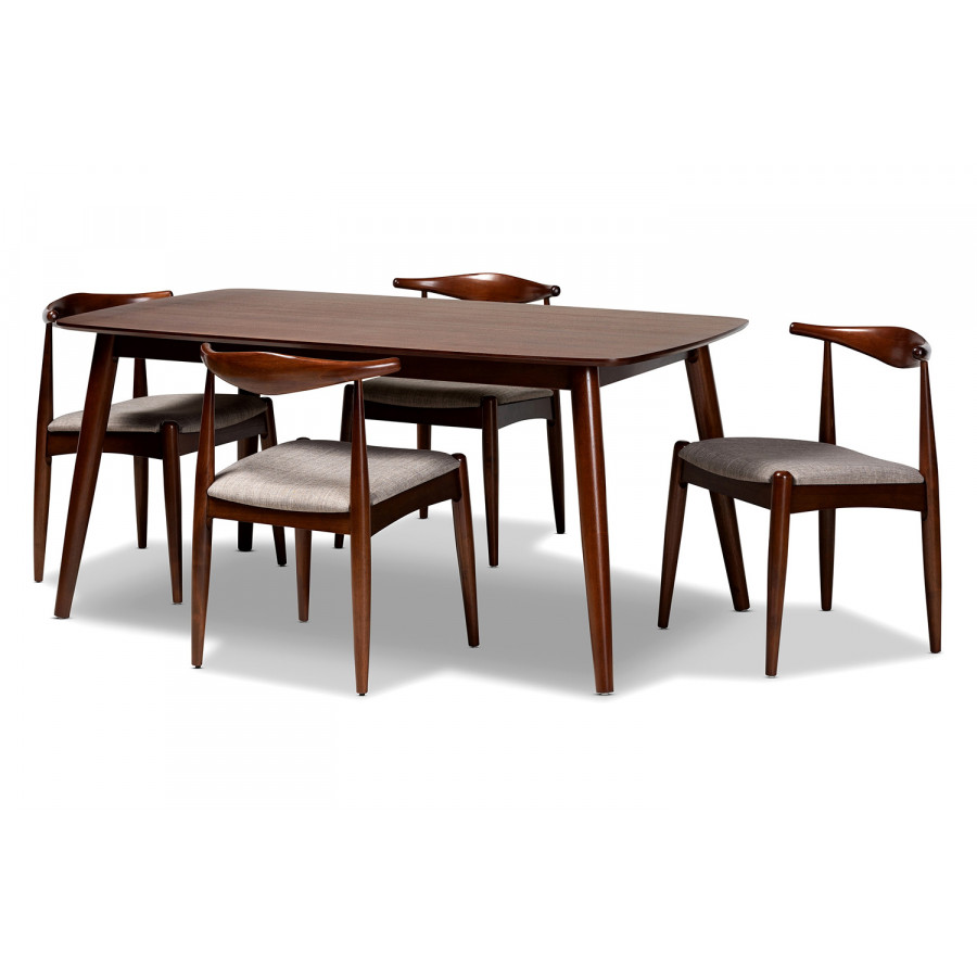 Baxton - Amato Mid-Century Modern Dining Set