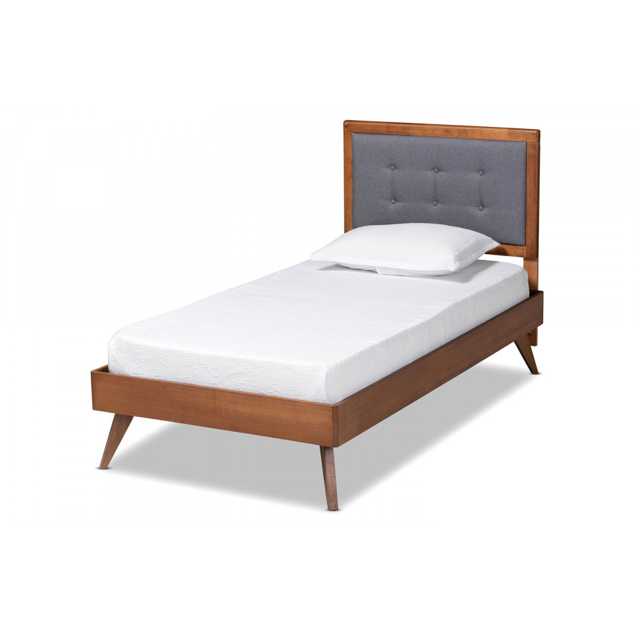 Baxton - Alida Mid-Century Ivory Modern Twin Size Platform Bed